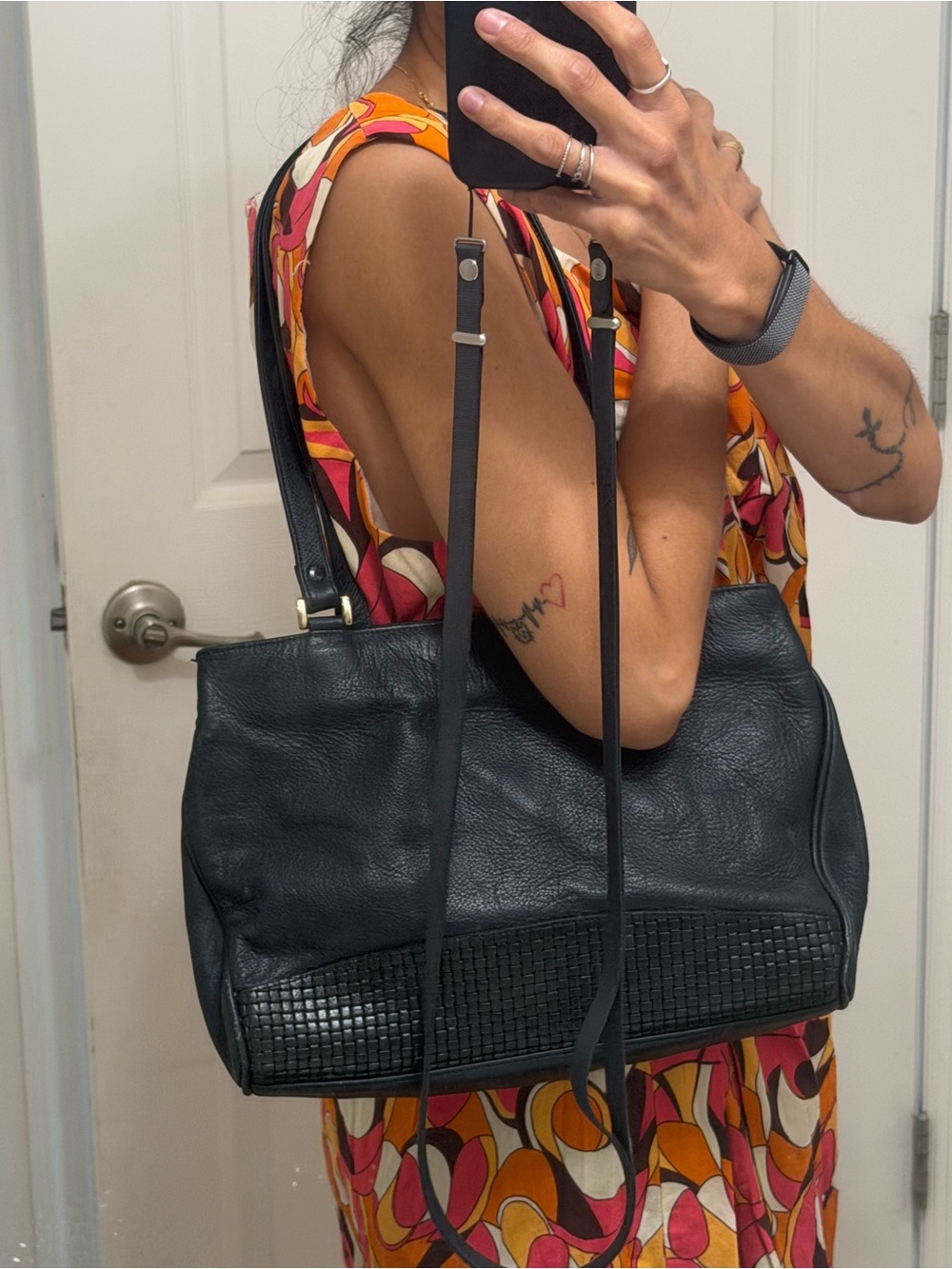 Objectives New York Black Leather Shoulder Bag
